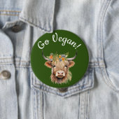 Go Vegan Animal Rights Koe Ronde Button 4,0 Cm (In situ)