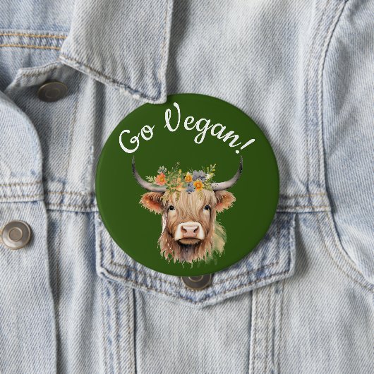 Go Vegan Animal Rights Koe Ronde Button 4,0 Cm (In situ)