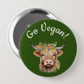 Go Vegan Animal Rights Koe Ronde Button 4,0 Cm (Voorkant /achterkant)