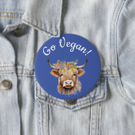 Go Vegan Animal Rights Koe Ronde Button 4,0 Cm
