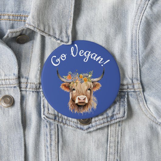 Go Vegan Animal Rights Koe Ronde Button 4,0 Cm (In situ)