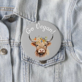 Go Vegan Animal Rights Koe Ronde Button 4,0 Cm