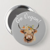 Go Vegan Animal Rights Koe Ronde Button 4,0 Cm (Voorkant /achterkant)