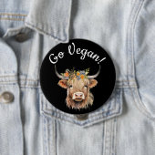 Go Vegan Animal Rights Koe Ronde Button 4,0 Cm (In situ)