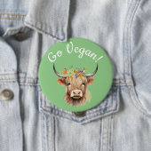 Go Vegan Animal Rights Koe Ronde Button 4,0 Cm (In situ)