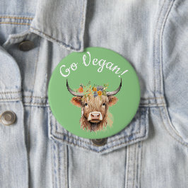 Go Vegan Animal Rights Koe Ronde Button 4,0 Cm