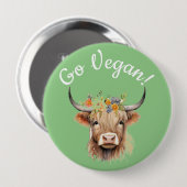 Go Vegan Animal Rights Koe Ronde Button 4,0 Cm (Voorkant /achterkant)