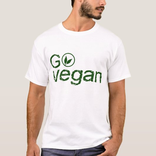 Go Vegan - basic white T-shirt (Voorkant)