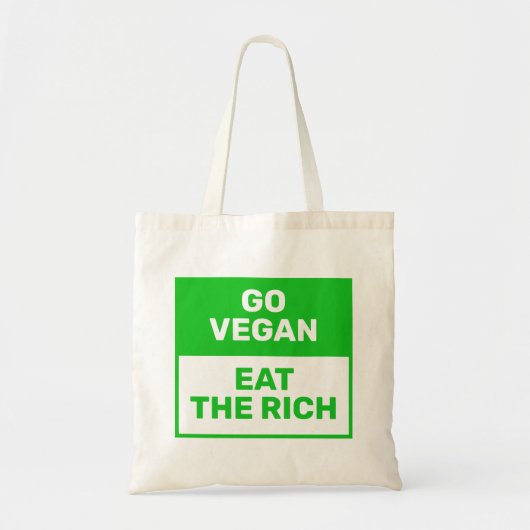 "Go Vegan - Eat The Rich" Green Climate Activism Tote Bag (Voorkant)