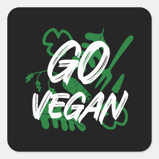 go vegan gift for vegetarian lovers green food vierkante sticker (Voorkant)