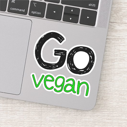 Go Vegan Groene Dierenvrienden Sticker (Detail)