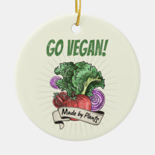 Go Vegan Made door Planten veggie  vegetariërs Keramisch Ornament