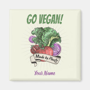 Go Vegan Made door Planten veggie vegetariërs Magneet