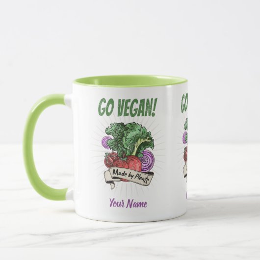 Go Vegan Made door Planten veggie  vegetariërs Mok (Links)