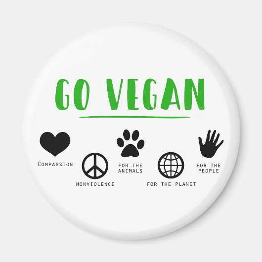 Go Vegan Magneet (Voorkant)