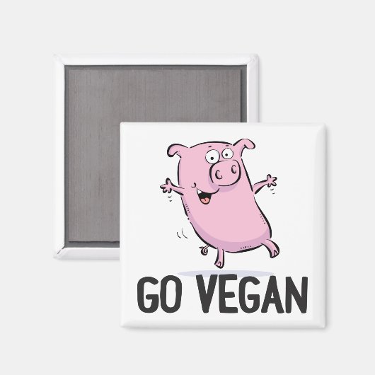 Go Vegan Magnet met Varken (Voorkant / Achterkant)