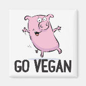 Go Vegan Magnet met Varken (Voorkant)