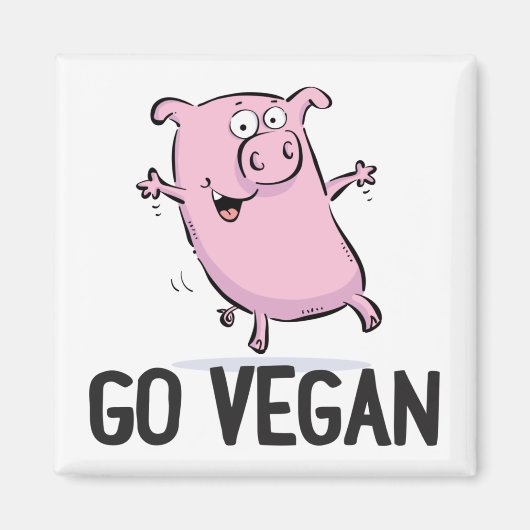 Go Vegan Magnet met Varken (Voorkant)