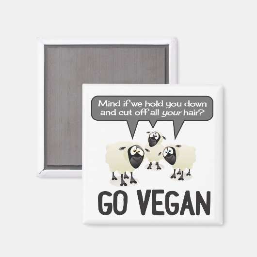 Go Vegan No Wool Magnet (Voorkant / Achterkant)