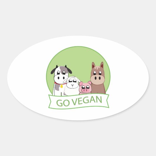 Go Vegan Ovale Sticker (Voorkant)