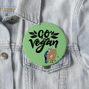 Go Vegan Persoon knuffelen Koe Ronde Button 4,0 Cm
