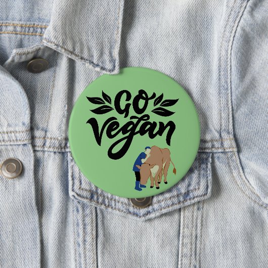 Go Vegan Persoon knuffelen Koe Ronde Button 4,0 Cm (In situ)