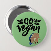 Go Vegan Persoon knuffelen Koe Ronde Button 4,0 Cm (Voorkant /achterkant)