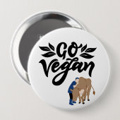 Go Vegan Persoon knuffelen Koe Ronde Button 4,0 Cm (Voorkant /achterkant)