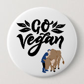 Go Vegan Persoon knuffelen Koe Ronde Button 4,0 Cm (Voorkant)