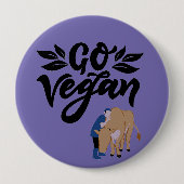 Go Vegan Persoon knuffelen Koe Ronde Button 4,0 Cm (Voorkant)