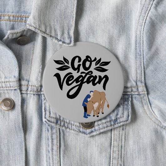 Go Vegan Persoon knuffelen Koe Ronde Button 4,0 Cm (In situ)