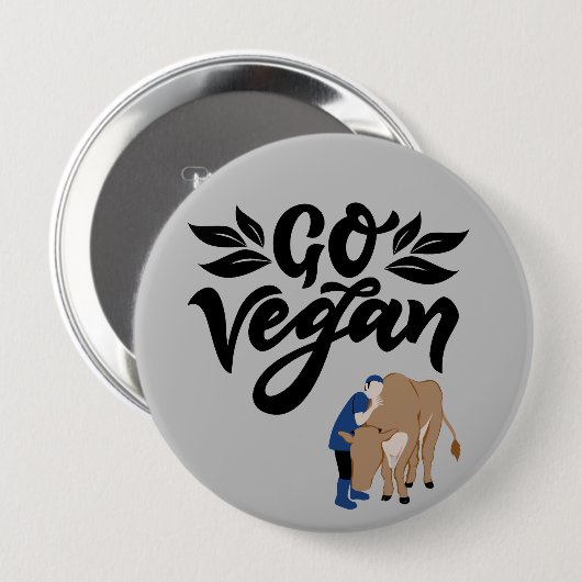 Go Vegan Persoon knuffelen Koe Ronde Button 4,0 Cm (Voorkant /achterkant)