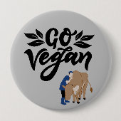 Go Vegan Persoon knuffelen Koe Ronde Button 4,0 Cm (Voorkant)