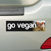 GO VEGAN - piggy Bumpersticker (Op auto)
