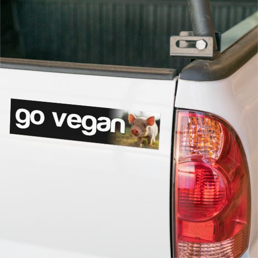 GO VEGAN - piggy Bumpersticker (Op Truck)