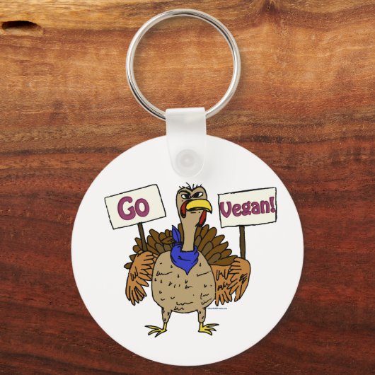 Go Vegan - Praten Turkije Sleutelhanger (Voorkant)