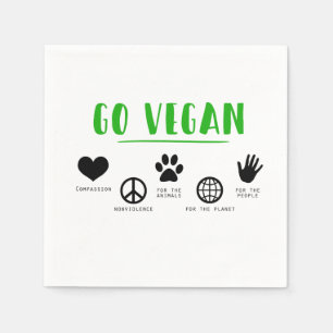 Go Vegan Quote Food Party Napkin Servet