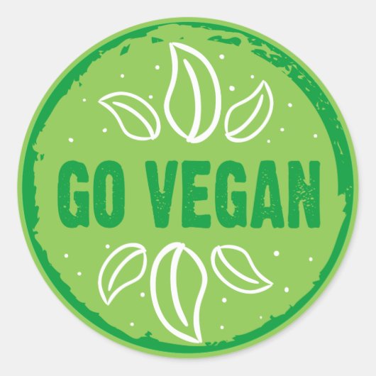 Go Vegan Ronde Sticker (Voorkant)