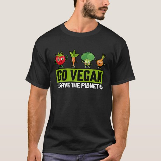 Go Vegan Save the Planet Funny Saying T-shirt (Voorkant)