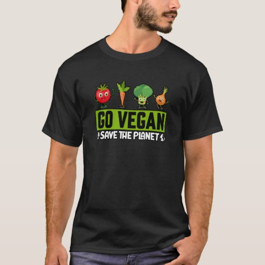Go Vegan Save the Planet Saying T-shirt (Voorkant)