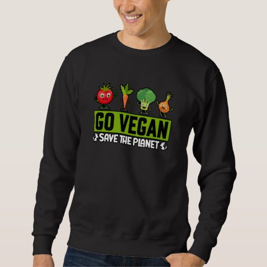 Go Vegan Save the Planet Saying Trui (Voorkant)