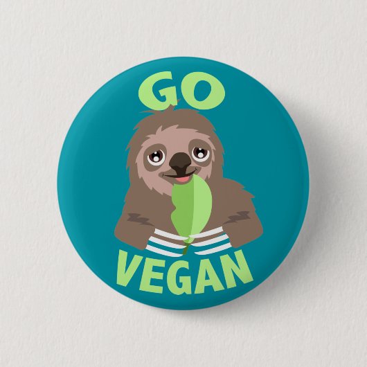 Go Vegan Sloth Cute Badge Pin Button (Voorkant)