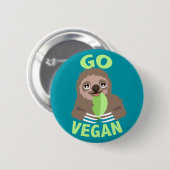 Go Vegan Sloth Cute Badge Pin Button (Voorkant /achterkant)