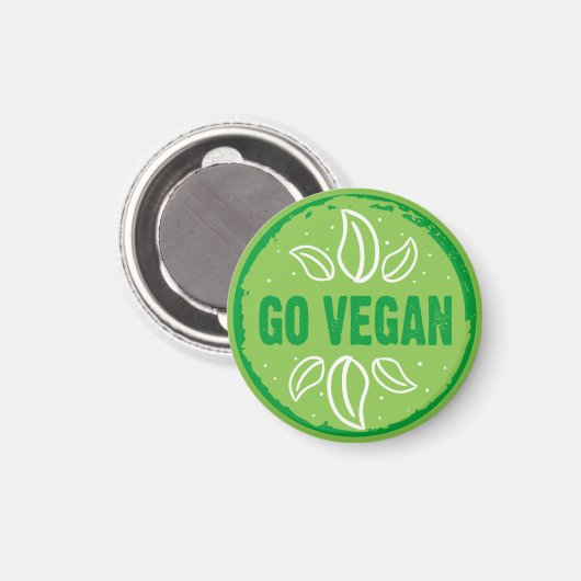 Go Vegan, vegan, veggie, vegetariër, Magneet (Voorkant / Achterkant)