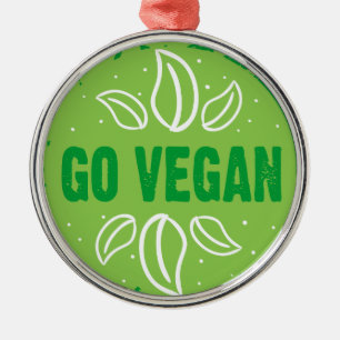 Go Vegan, vegan, veggie, vegetariër, Metalen Ornament
