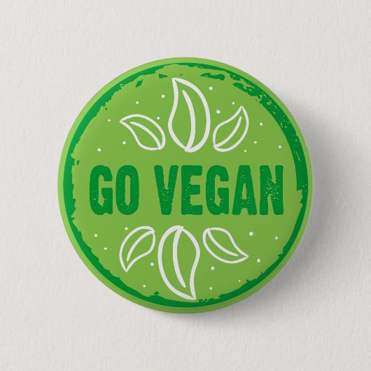 Go Vegan, vegan, veggie, vegetariër, Ronde Button 5,7 Cm (Voorkant)