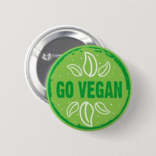 Go Vegan, vegan, veggie, vegetariër, Ronde Button 5,7 Cm (Voorkant /achterkant)
