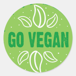Go Vegan, vegan, veggie, vegetariër, Ronde Sticker