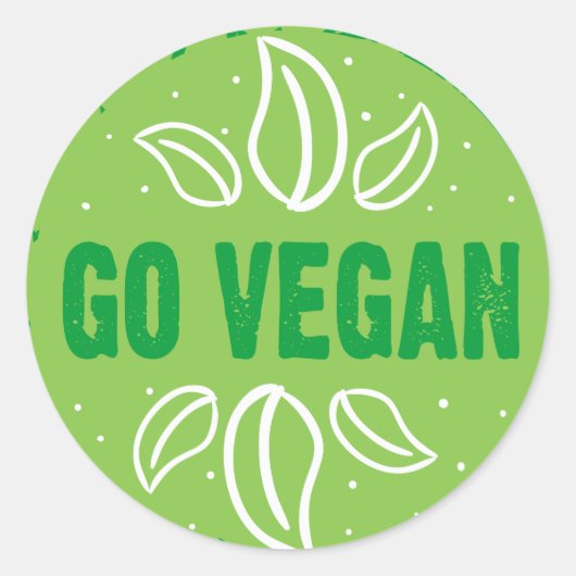 Go Vegan, vegan, veggie, vegetariër, Ronde Sticker (Voorkant)