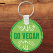 Go Vegan, vegan, veggie, vegetariër, Sleutelhanger (Achterkant)